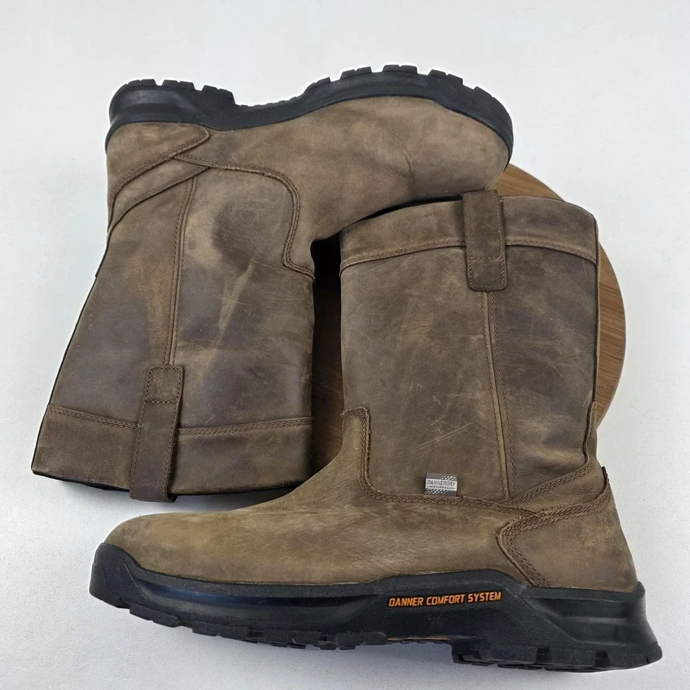 Danner Crafter Wellington Boots Mens Size 11 EE Brown Leather Pull On Work 12453 - Picture 12 of 15